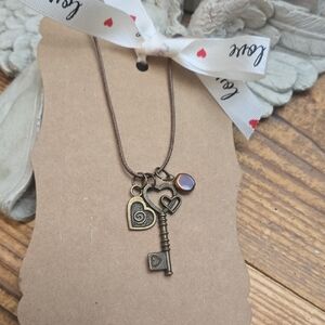 Heart and Key Pendant Necklace
